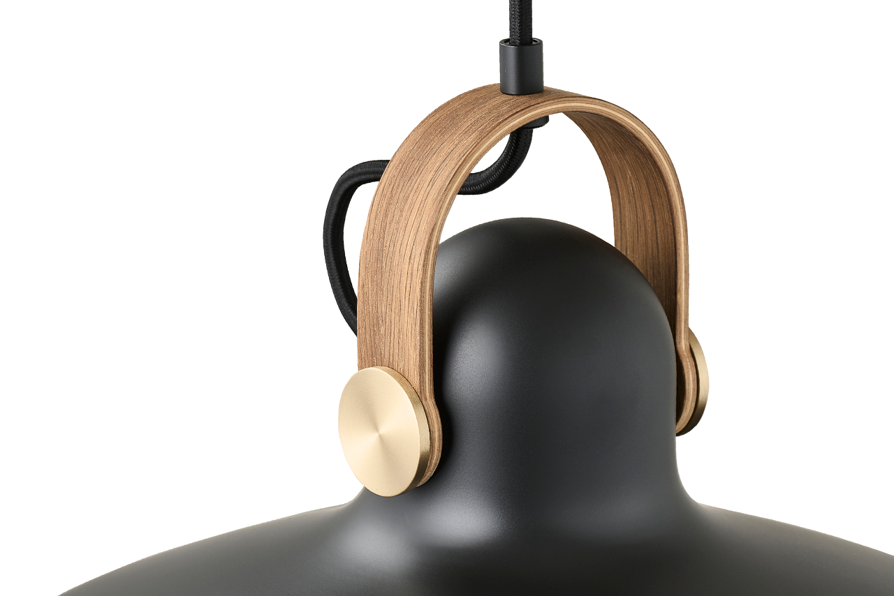 Leklint162 Carronade II Pendant Large Smokedoak Brass Details